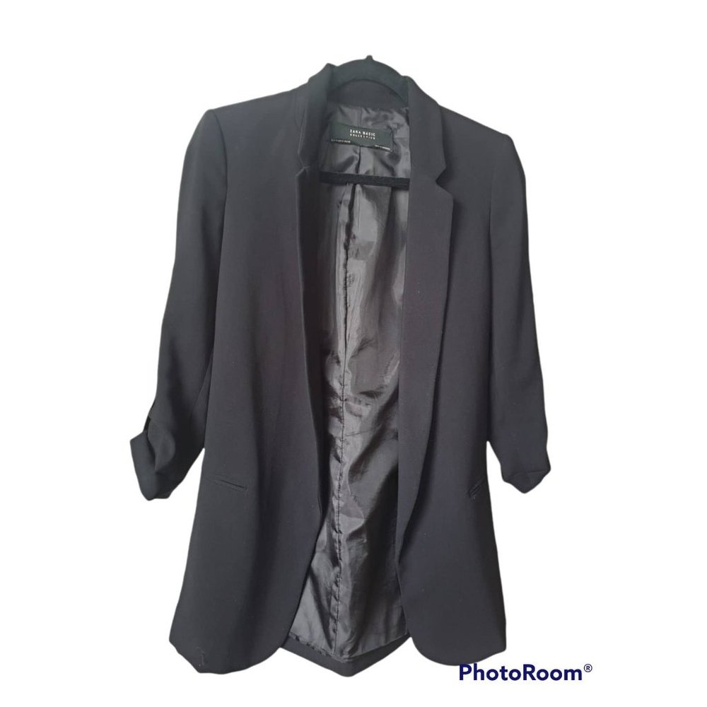 ZARA BASICS  Collection Black Blazer, Size Small with shoulder pads
